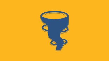 Blue Tornado icon isolated on orange background. 4K Video motion graphic animation .
