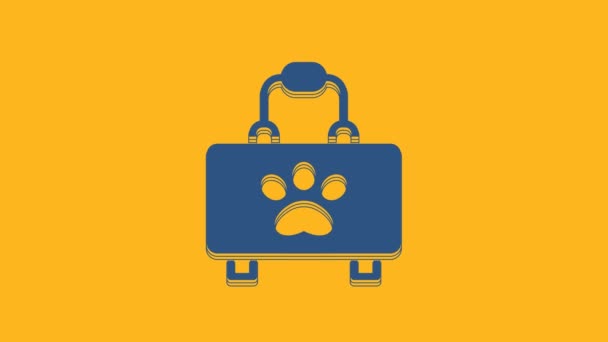 Blue Pet First Aid Kit Icon Isolated Orange Background Dog — Vídeo de Stock