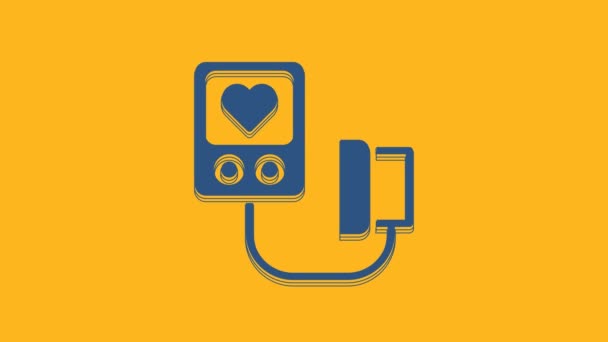 Blue Blood Pressure Icon Isolated Orange Background Video Motion Graphic — 图库视频影像