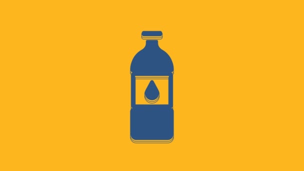 Kék Palack Víz Ikon Elszigetelt Narancssárga Alapon Üdítőital Tábla Videó — Stock videók