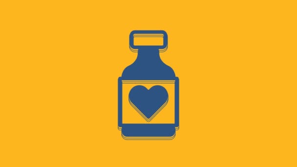 Blue Vitamin Complex Pill Capsule Icon Isolated Orange Background Healthy — 图库视频影像