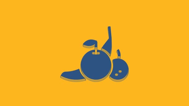Blue Fruit Icon Isolated Orange Background Video Motion Graphic Animation — Stockvideo