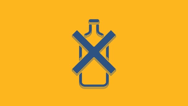 Blue Alcohol Icon Isolated Orange Background Prohibiting Alcohol Beverages Forbidden — Videoclip de stoc
