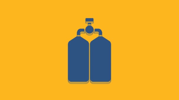 Blue Aqualung Icon Isolated Orange Background Oxygen Tank Diver Diving — Stockvideo