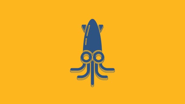 Blue Octopus Icon Isolated Orange Background Video Motion Graphic Animation — Stock Video