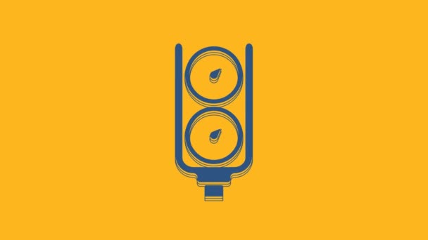 Blue Gauge Scale Icon Isolated Orange Background Satisfaction Temperature Manometer — Stockvideo
