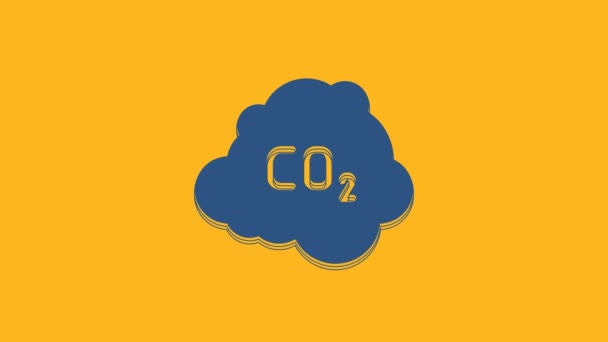 Blauwe Co2 Uitstoot Wolkenpictogram Geïsoleerd Oranje Achtergrond Richtlijn Luchtverontreiniging Milieubeleid — Stockvideo