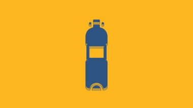 Blue Bottle of water icon isolated on orange background. Soda aqua drink sign. 4K Video motion graphic animation .