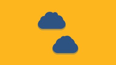 Blue Cloud icon isolated on orange background. 4K Video motion graphic animation .