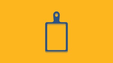 Blue Cutting board icon isolated on orange background. Chopping Board symbol. 4K Video motion graphic animation .
