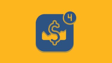 Blue Mobile stock trading concept icon isolated on orange background. Online trading, stock market analysis, business and investment. 4K Video motion graphic animation .