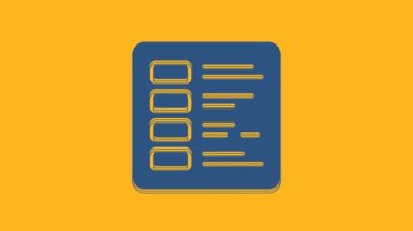 Blue Business finance report icon isolated on orange background. Audit and analysis, document, plan symbol. 4K Video motion graphic animation .
