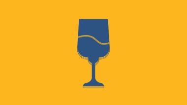 Blue Jewish goblet icon isolated on orange background. Jewish wine cup for kiddush. Kiddush cup for Shabbat. 4K Video motion graphic animation .
