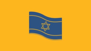 Blue Flag of Israel icon isolated on orange background. National patriotic symbol. 4K Video motion graphic animation .