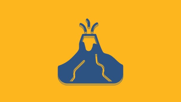 Виверження Блакитного Вулкану Лавовим Іконом Ізольоване Помаранчевому Тлі Відеографічна Анімація — стокове відео