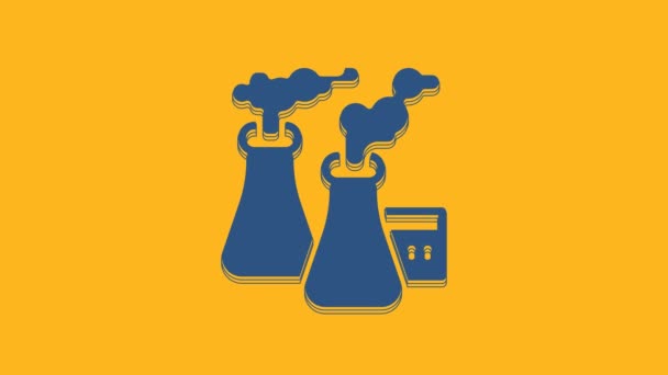 Blue Smoke Factory Icon Isolated Orange Background Environmental Pollution Problem — Stock Video