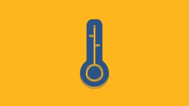 Blue Meteorology Thermometer Measuring Icon Isolated Orange Background Thermometer Equipment — Video Stock