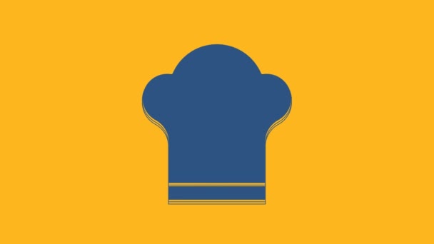 Blue Chef Hat Icon Isolated Orange Background Cooking Symbol Cooks — Stock Video