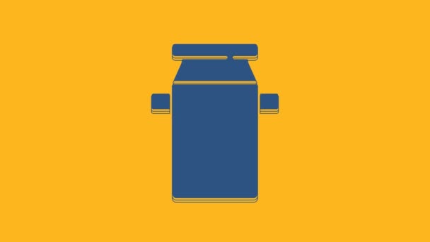 Blue Can Container Milk Icon Isolated Orange Background Video Motion — Video
