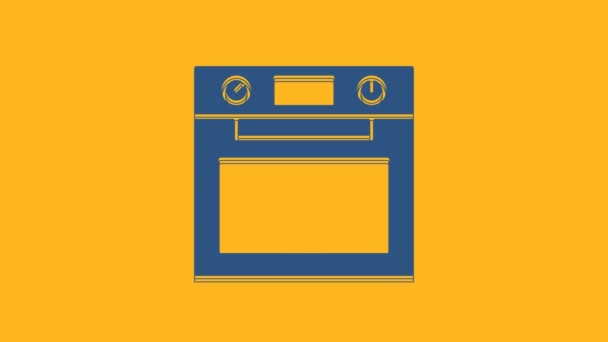 Blue Oven Icon Isolated Orange Background Stove Gas Oven Sign — Vídeos de Stock