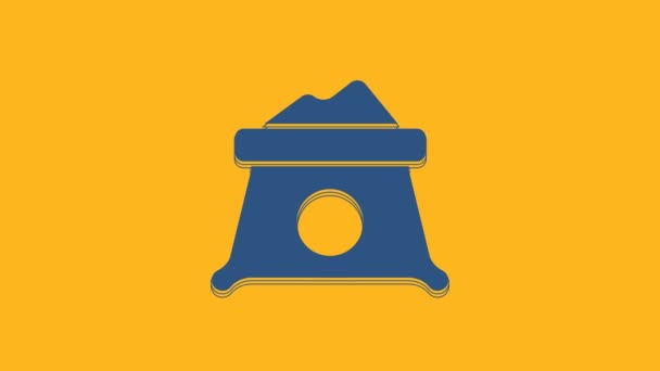 Blue Bag Flour Icon Isolated Orange Background Video Motion Graphic — Stockvideo