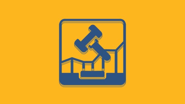 Ikona Aukcji Internetowej Blue Online Odizolowana Pomarańczowym Tle Koncepcja Handlu — Wideo stockowe