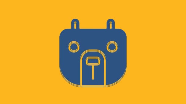 Blue Bear Market Icon Isolated Orange Background Financial Stock Investment — 图库视频影像