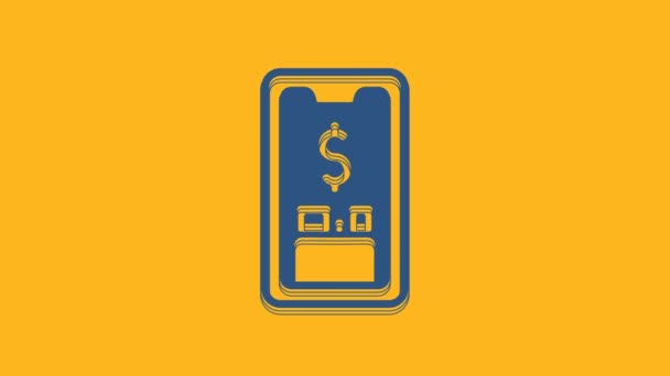 Blue Smartphone Dollar Symbol Icon Isolated Orange Background Online Shopping — Stock Video