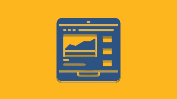 Blue Trading Courses Icon Isolated Orange Background Distance Learning Finance — Stockvideo