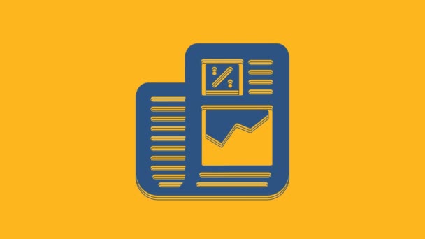 Blue Business Finance Report Icon Isolated Orange Background Audit Analysis — Vídeos de Stock