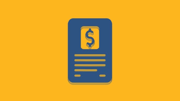 Blue Business Finance Report Icon Isolated Orange Background Audit Analysis — Stockvideo