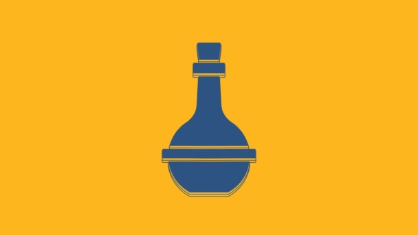 蓝色犹太人酒瓶图标孤立在橙色背景 4K视频运动图形动画 — 图库视频影像