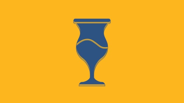 Blue Jewish Goblet Icon Isolated Orange Background Jewish Wine Cup — Wideo stockowe