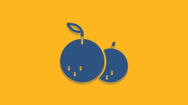 Blue Tangerine icon isolated on orange background. Merry Christmas and Happy New Year. 4K Video motion graphic animation .
