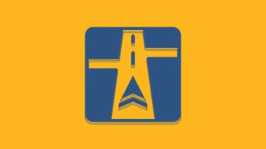 Blue Gps device with map icon isolated on orange background. 4K Video motion graphic animation .