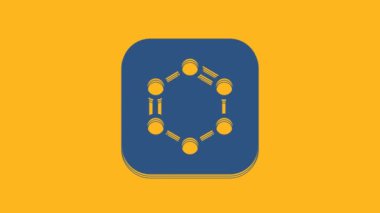 Blue Chemical formula consisting of benzene rings icon isolated on orange background. 4K Video motion graphic animation .