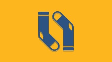 Blue Socks icon isolated on orange background. 4K Video motion graphic animation .