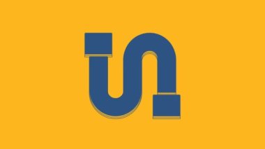 Blue Industry metallic pipe icon isolated on orange background. 4K Video motion graphic animation .