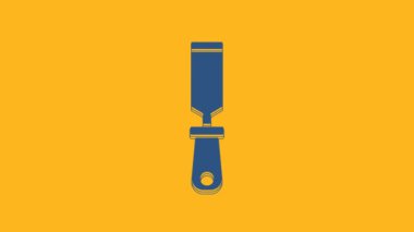 Blue Rasp metal file icon isolated on orange background. Rasp for working with wood and metal. Tool for workbench, workshop. 4K Video motion graphic animation .