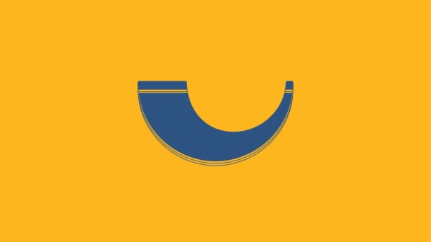 Blue Traditional Ram Horn Shofar Icon Isolated Orange Background Rosh — 图库视频影像