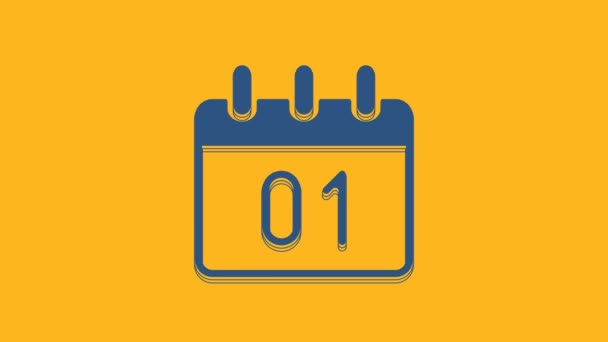 Blue Calendar Icon Isolated Orange Background Event Reminder Symbol Merry — 图库视频影像