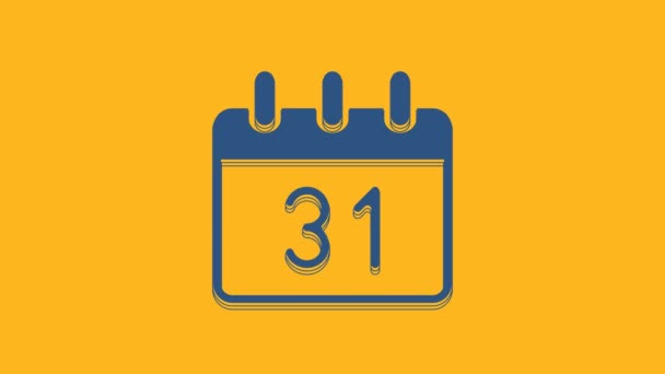 Blue Calendar Icon Isolated Orange Background Event Reminder Symbol Merry — 图库视频影像