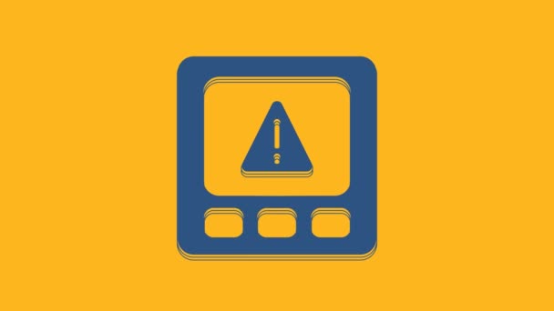 Blue Gps Device Error Icon Isolated Orange Background Video Motion — Stock Video