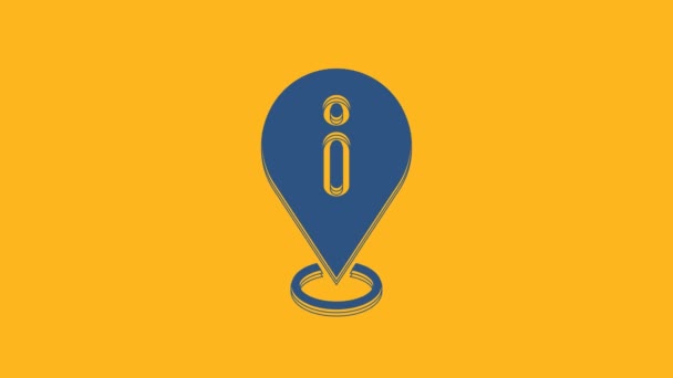 Blue Location Information Icon Isolated Orange Background Video Motion Graphic — Vídeo de stock