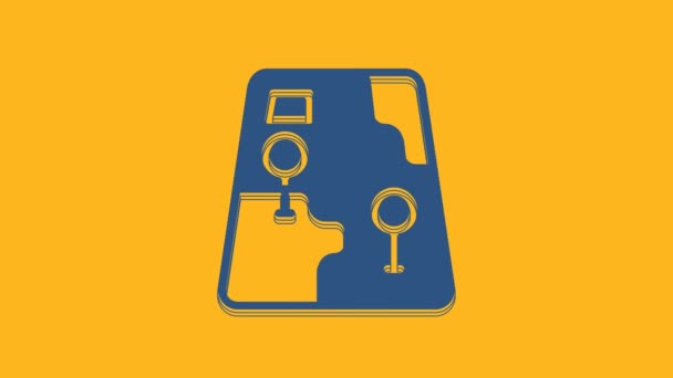 Kék Infographic Várostérkép Navigációs Ikon Elszigetelt Narancssárga Alapon Mobil App — Stock videók