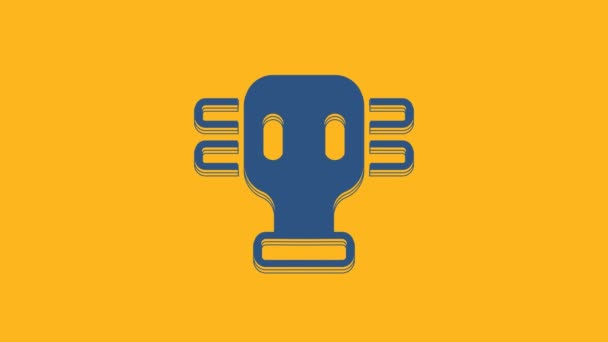 Blue Gas Mask Icon Isolated Orange Background Respirator Sign Video — Vídeo de Stock