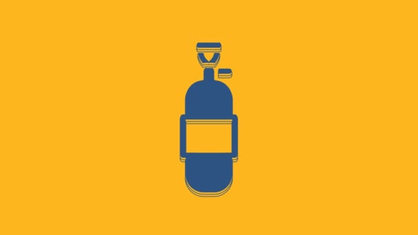 Blue Propane Gas Tank Icon Isolated Orange Background Flammable Gas — Video