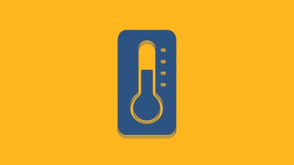 Μπλε Ιατρικό Θερμόμετρο Για Ιατρική Εξέταση Εικονίδιο Απομονώνονται Πορτοκαλί Φόντο — Αρχείο Βίντεο