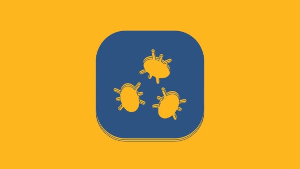 Blue Bacteria Icon Isolated Orange Background Bacteria Germs Microorganism Disease — Wideo stockowe