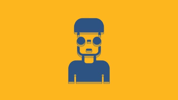 Blue Nerd Geek Icon Isolated Orange Background Video Motion Graphic — ストック動画